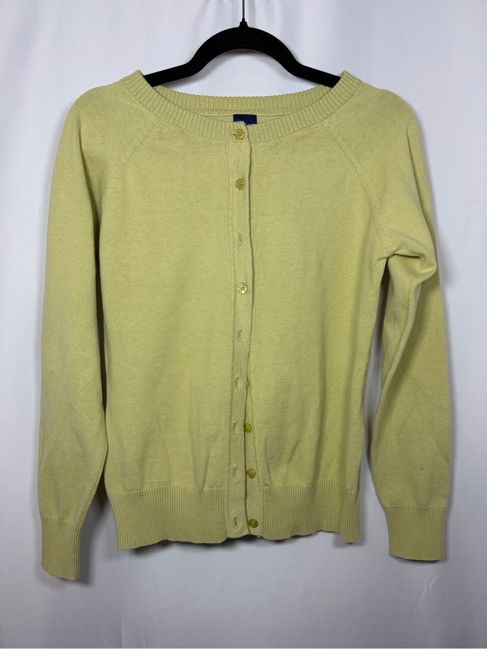 Basic Editions Monochromatic Lime Green Women's Lightweight Button Up Cardigan S